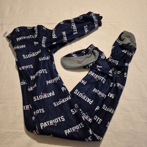 New England Patriots little boys size Large Navy footie pajama VGUC
